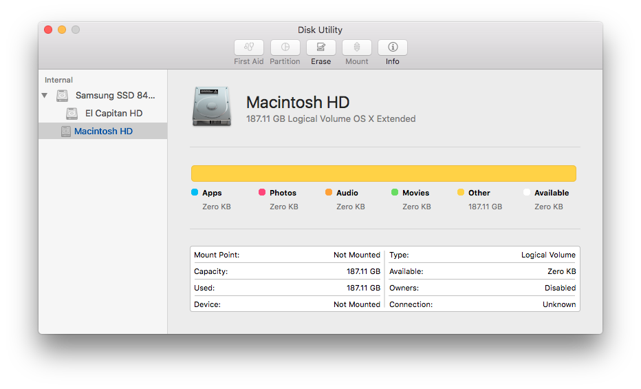 El Capitan Disk Utility, with no Unlock option