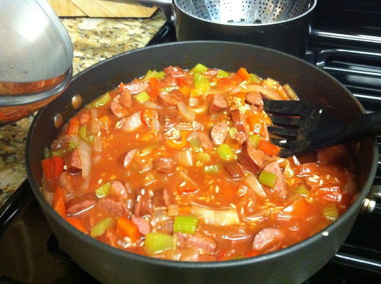 Jambalaya in progress